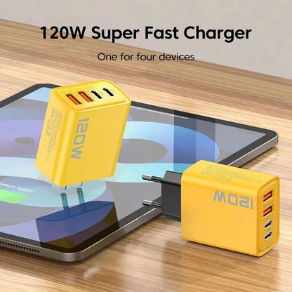 4 Ports USB C PD Charger Quick Charge 3.0 Type C USB Phone Chargers Fast Charging Adapter For iPhone 16 15 Samsung Xiaomi Hua