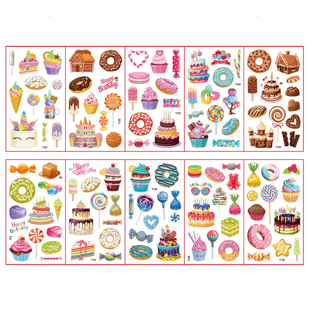 10 Sheets/Pack Kids Cartoon Unicorn Tattoo Sticker for Children's Arm Hands Body Cute Temporary Fake Tatoo - style 13