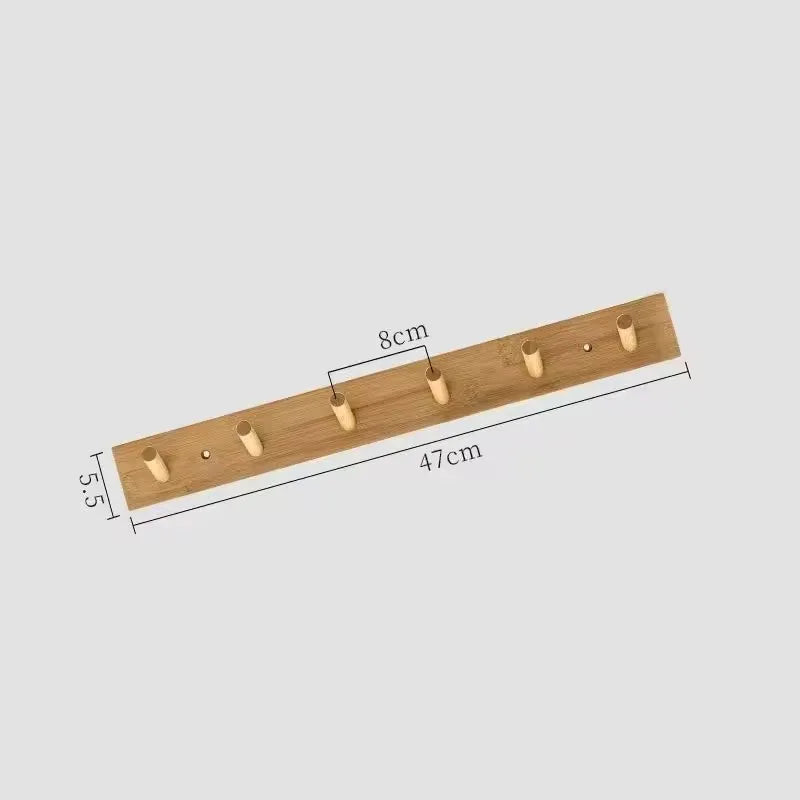 Wall Mounted Hanger Room Hooks Key Hallway Storage Holders Practical Decoration Nordic Bamboo Door Clothes Hats Robe Back Rac