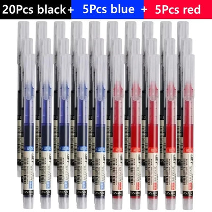 3-102Pcs/set Needle Type Gel Pens Straight Liquid Ballpoint Pen Kawaii Stationery School Office Supplies Writing - 20black 5b