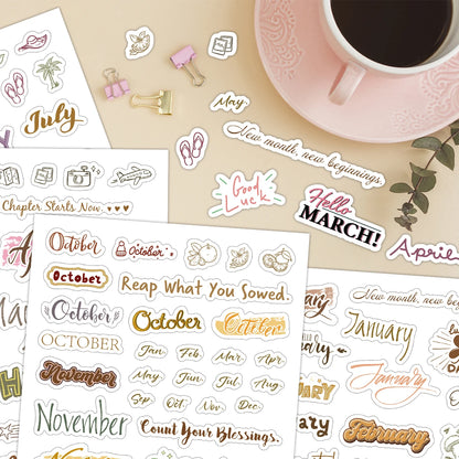 4sheets Colorful Monthly Calendar Stickers-Inspirational Quotes Design,Monthly Planner Sticker For Decor,Gift Wrapping,Diy Cr