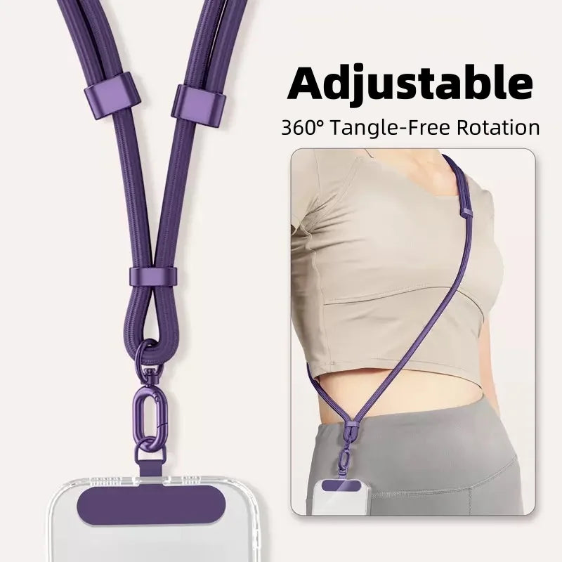 Universal Adjustable Phone Lanyard Crossbody Necklace Strap Phone Case Long Hanging Rope with Clip Anti-Lost Durable and Stur