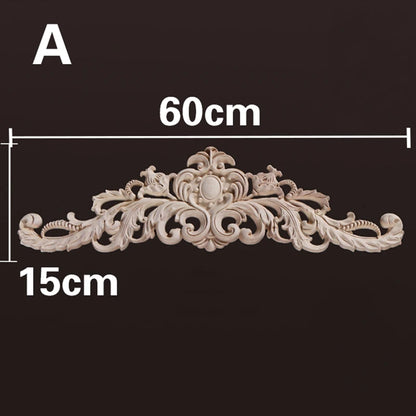Wood Appliques and Onlays Natural Furniture Wall Door Woodcarving Decorative Long Flower Wooden Figurines Crafts Corner Frame