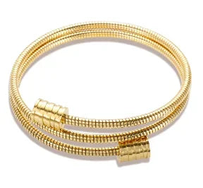 Fashion Simple Stainless Steel 3 Crystal Bracelet Bangle - B1 Gold