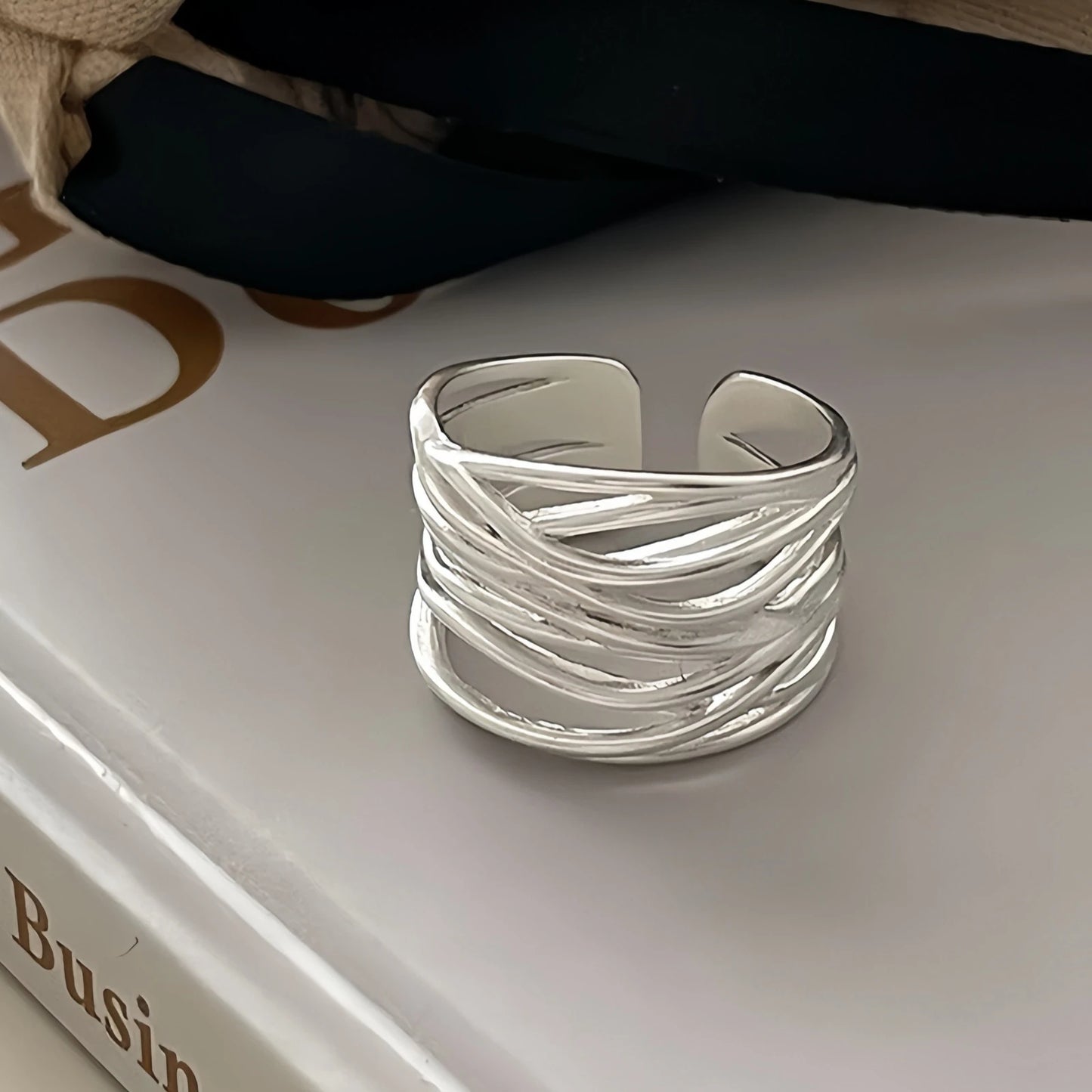 925 Sterling Silver Rings for Women Couple Minimalist Handmade Simple Wide Open Ring Prevent Allergy Jewelry Party Wedding Gi