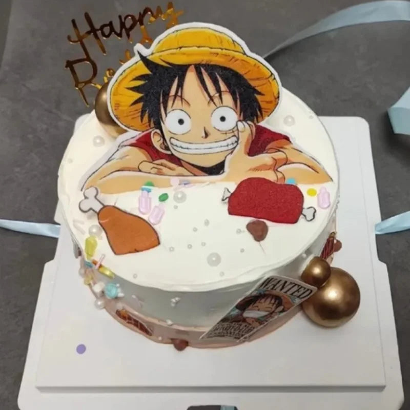 7pcs ONE PIECE Luffy Cake Topper Anime Boy Girl Birthday Cake Decorating Cake Flag Party Supplies for Kids Birthday Baby Show