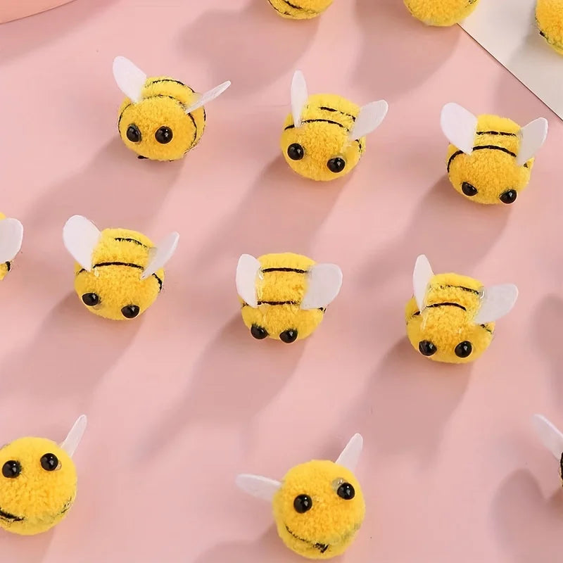 20pcs Cute Mini Bee Pom Pom Decorations for Crafts, Party Favors, Flower Arrangements & DIY Projects