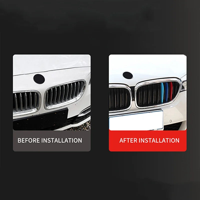 3PCS ABS Tri-colour Car Racing Grills Trim Strips For BMW 1 Series E81 E82 E87 E88 F20 F40 M-Power Styling Exterior Accessori