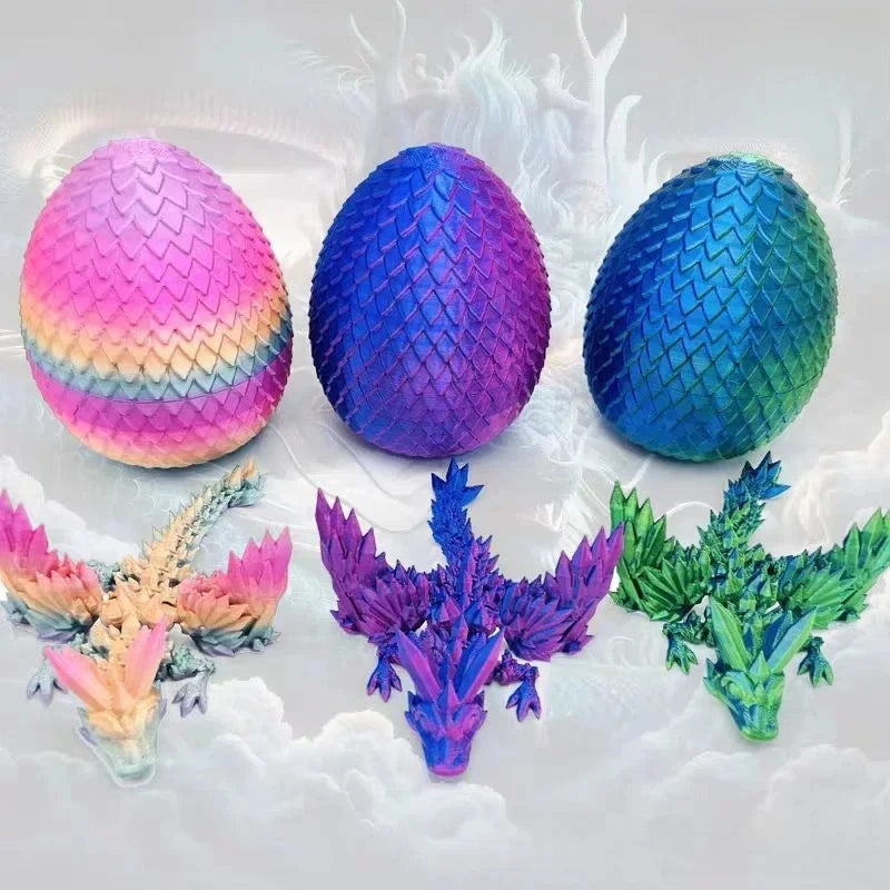 3D Printed Dragon Colorful Gem Dragon Figurines Movable Joint Rotatable Articulated Dragon Crafts Desktop Western Action Figu