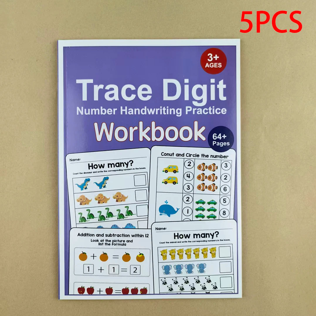 Interactive Preschool Math Workbook with Number Tracing, Addition & Subtraction Worksheets - Early Learning Activities