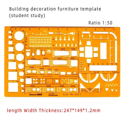 Architectural Drafting Template Set - Round & Oval Shapes, Resin Design Rulers for Furniture and Building Plans, Office Suppl