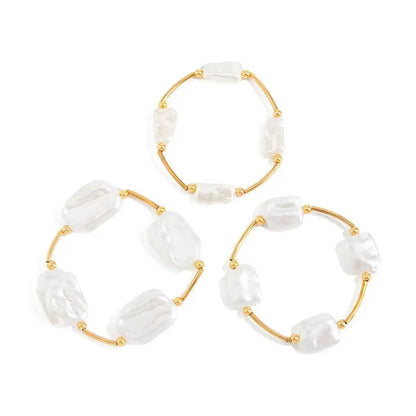 3Pcs/Set Creative Irregular Imitation Pearl Chain Bracelet for Women New Trend Elegant Stackable Bangle Wedding Jewelry