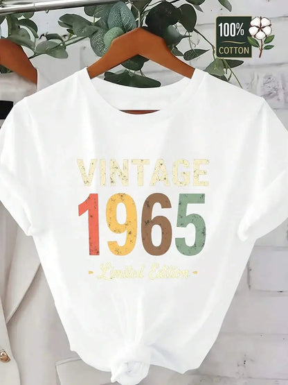 Funny Vintage 1965 T Shirts Summer Style Graphic Cotton Tshirt Streetwear Birthday Gifts T-shirt Women Clothing Oversized