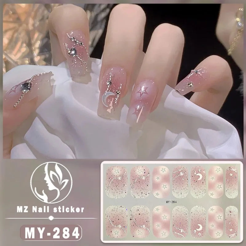 Nail Sticker Full Cover Waterproof Nail Art Manicure Decoration Sweet DIY Nail Decail Rhinestones Self Adhesive Manicure INS 