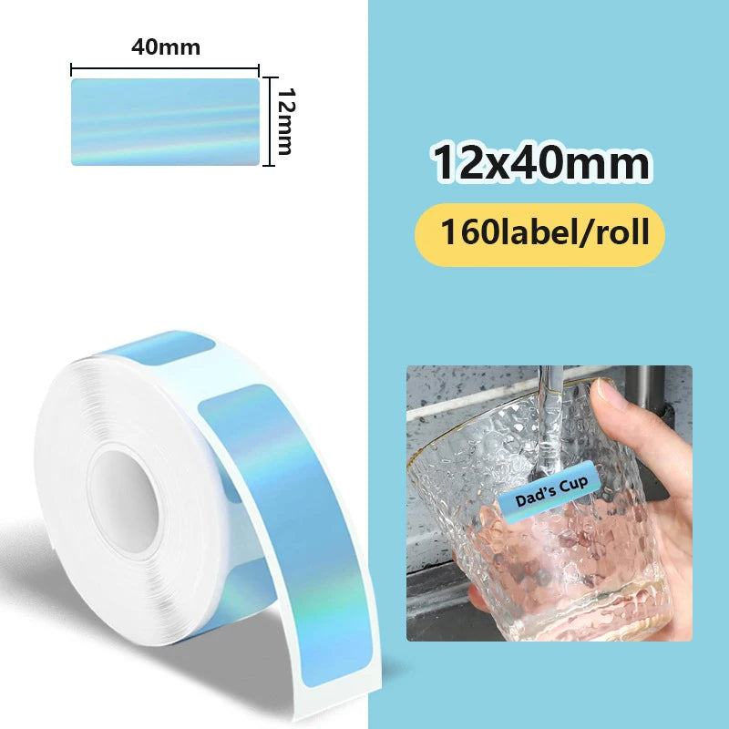 1Roll P12 P15 Thermal Label Sticker 12mm*40mm Tape Compatible Phomemo D30 Q30 Marklife P11 P50 L12 DELI Q2 Labeller - 12x40mm