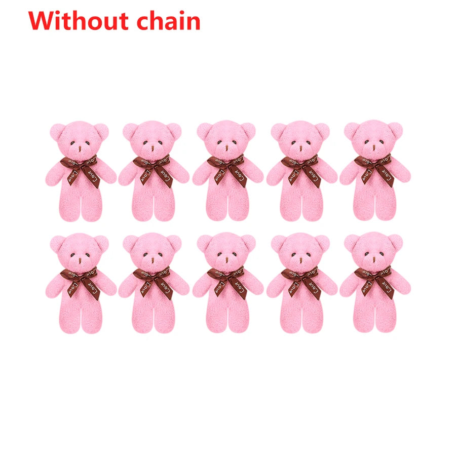 10pcs/Pack 12CM Couple Bear Flower Bouquet Dolls Mini Foam Teddy Bears Plush DIY Valentines Flower Gifts Packaging Accessor p