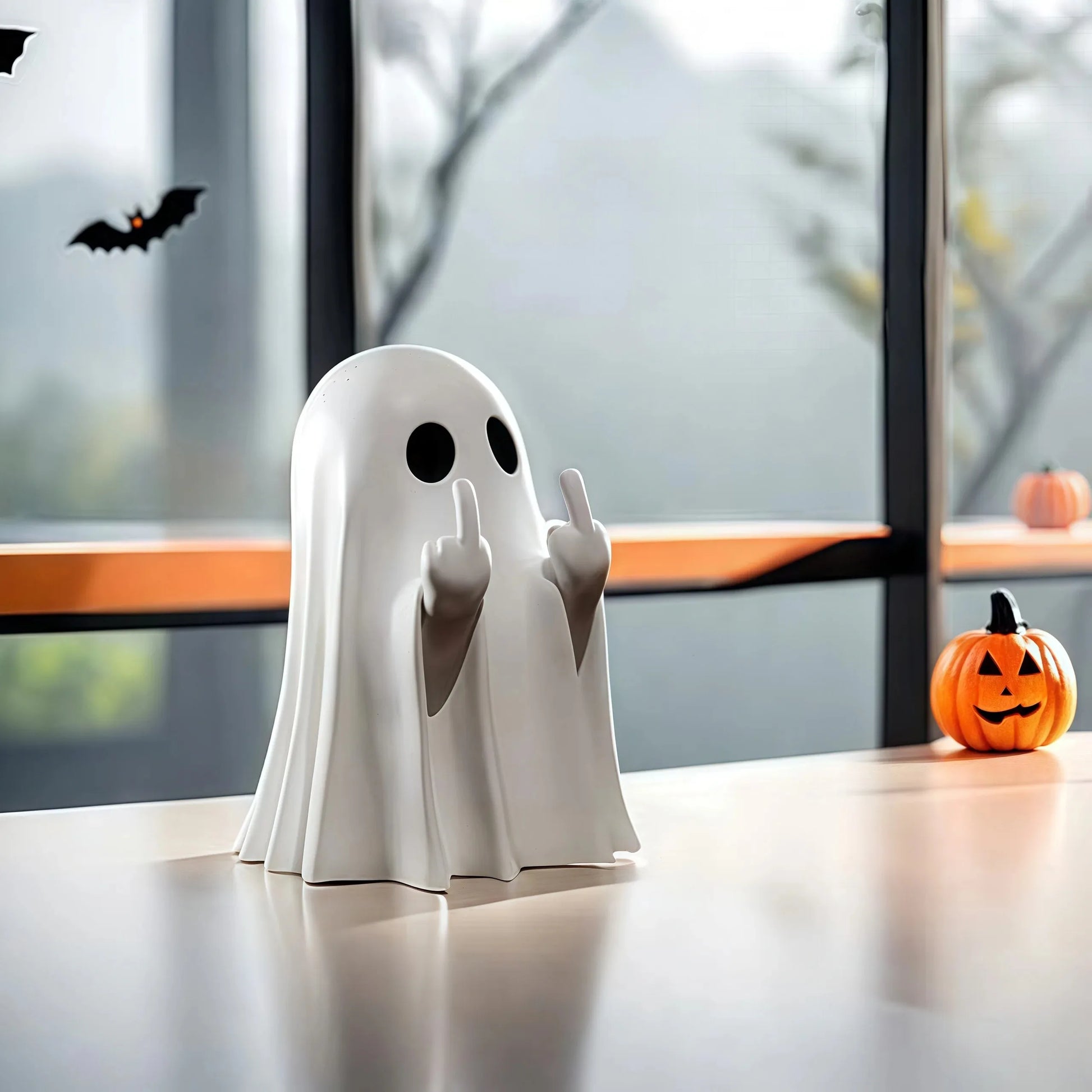 Middle Finger Cute Ghost Statue, Ghosts Small Scary Ghost Figurines, Halloween Home Decorations, Coffee Table Centerpieces Sh