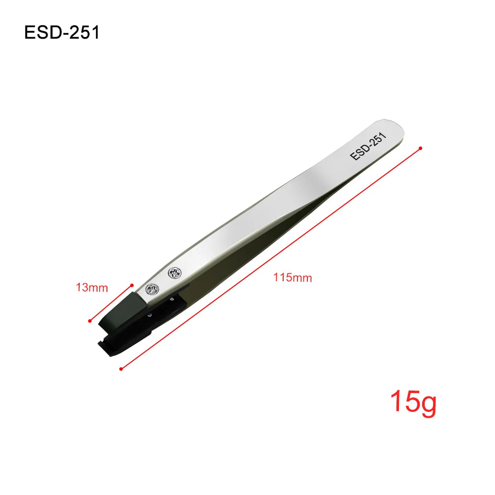 Industrial Tweezers Electronics Anti-static Curved Straight Tip Precision Stainless DIY Hand Tools Sets Forceps Phone Repair 