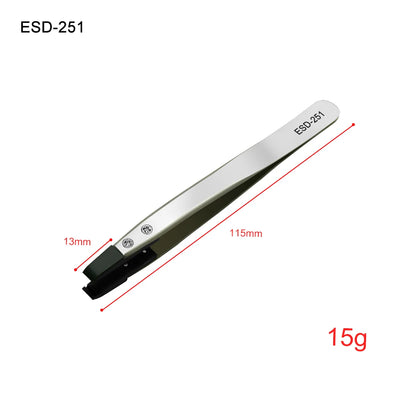 Industrial Tweezers Electronics Anti-static Curved Straight Tip Precision Stainless DIY Hand Tools Sets Forceps Phone Repair 