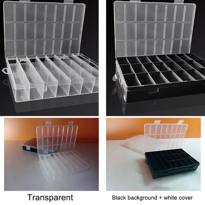 24 Grids Compartment Plastic Storage Box Jewelry Earring Box Bead Screw Container Home Storage Case Display Organizer Contain