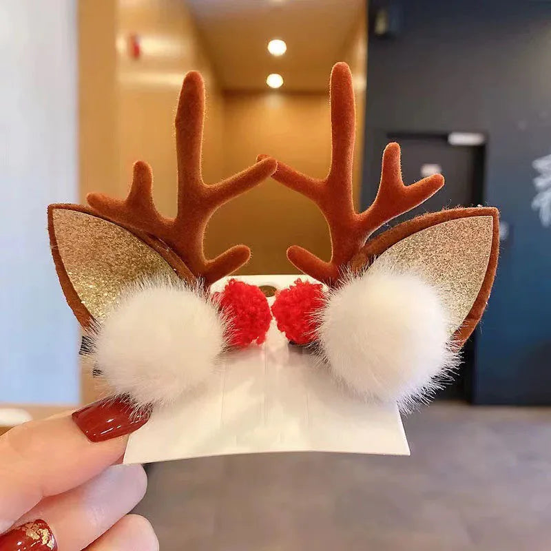 Cute1Pair Deer Antler Hair Clip Children Featival Decoration Headwear Accessories Best Friend Girls Gifts Head Hairpin Trinke