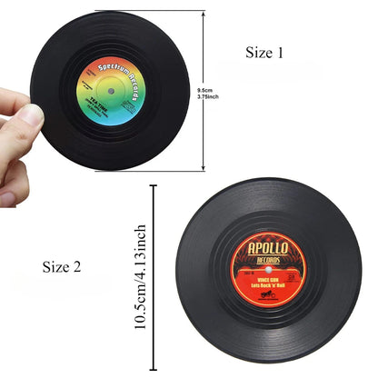 Set of 6 Colorful Retro Vinyl Record Disk Coasters for Drinks Vinyl Record Coaster Set Coffee Table Decor