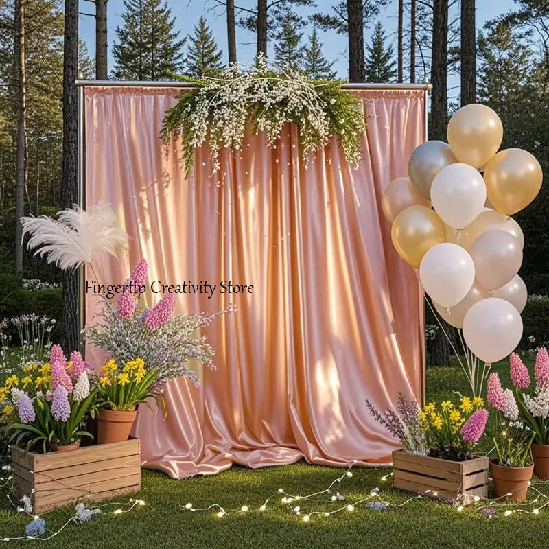Satin Backdrop Curtain,with Rod Pocket for Wedding,Birthday,Baby Shower,Photography,Graduation Party Backdrop Drapes,1 Panel