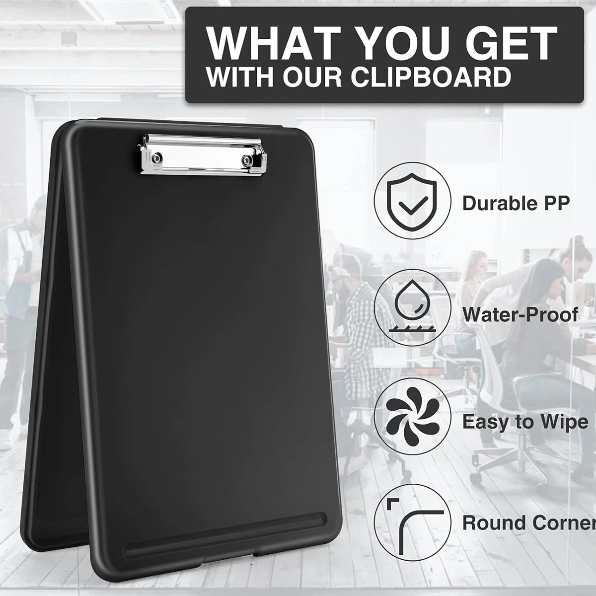 Clipboard with Storage (Multiple Colors Available) with Low Profile Clip, 9.5 x 13 Inch Sturdy Portable Writing Board, Foldab