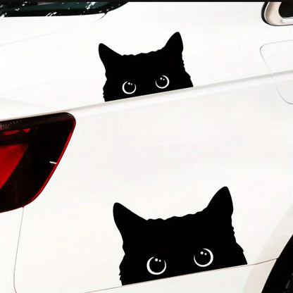 Vinyl Car Sticker Accessory - Waterproof Styling Cover for Car Decoration - Adorable Poor Cat Design with Big Eyes for Car
