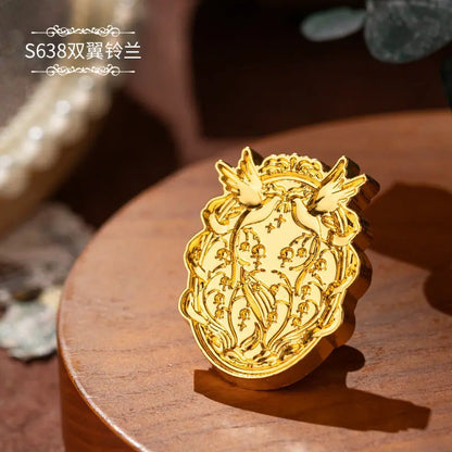 Plant Wax Stamp Seal Wax Print Thick Copper Head Carved Sealing Tool Holiday Party Invitation Letter Wedding Decorative - S63