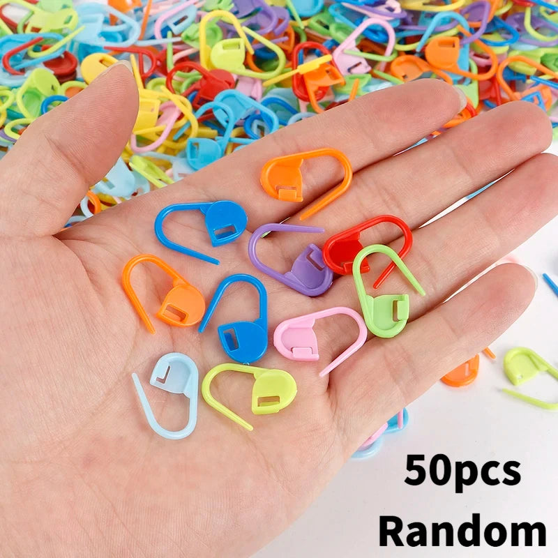 50/200/500pcs Knitting Crochet Tool, Locking Marking Buckle, Small Ring Pin, Sweater Counter, Plastic Counting Buckle