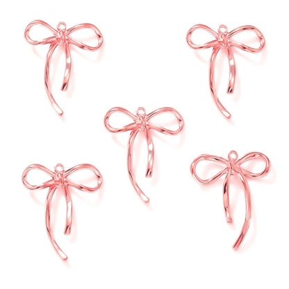 20pcs delicate Bow knot Charms for Bracelet Necklace Pendant Jewelry Making Handmade Crafts diy Supplies 20*25mm N177 - ROSE 