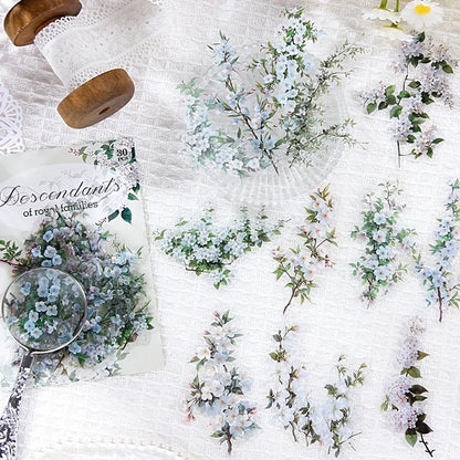 30 Pcs/Pack Vintage plant flowers PET waterproof sticker for DIY scrapbooking Journal Photo Album Decoration Materials Sticke