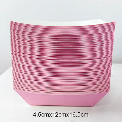 6/12/24 Solid Color Paper Food Trays Disposable Food Boat Black White Blue Yellow Popcorn Box Baby Showe Birthday Party Suppl