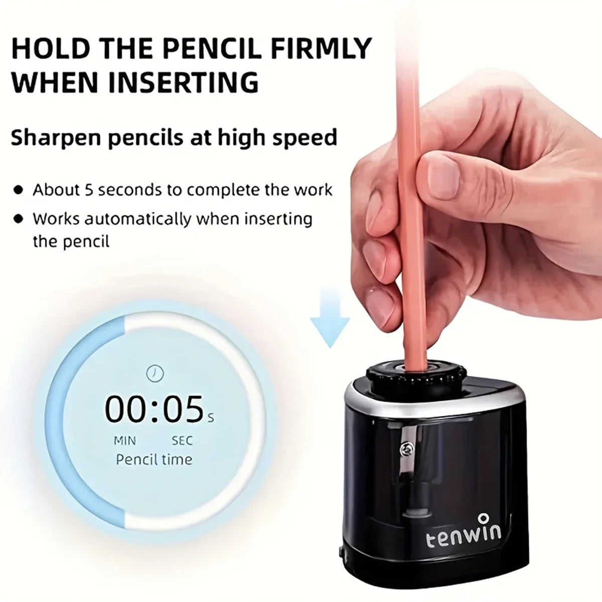 Electric Sharpener Assembly Desktop Automatic Pencil Sharpener Suitable To Pencils (6-8mm) for Students School Office Station