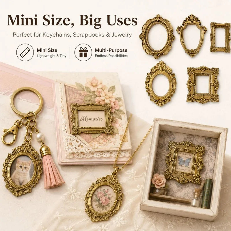 Mini Vintage Frames Antique Frames Ornaments Picture Photo Scrapbooking Decor Frame DIY Wall Hanging Jewelry Display Ornament