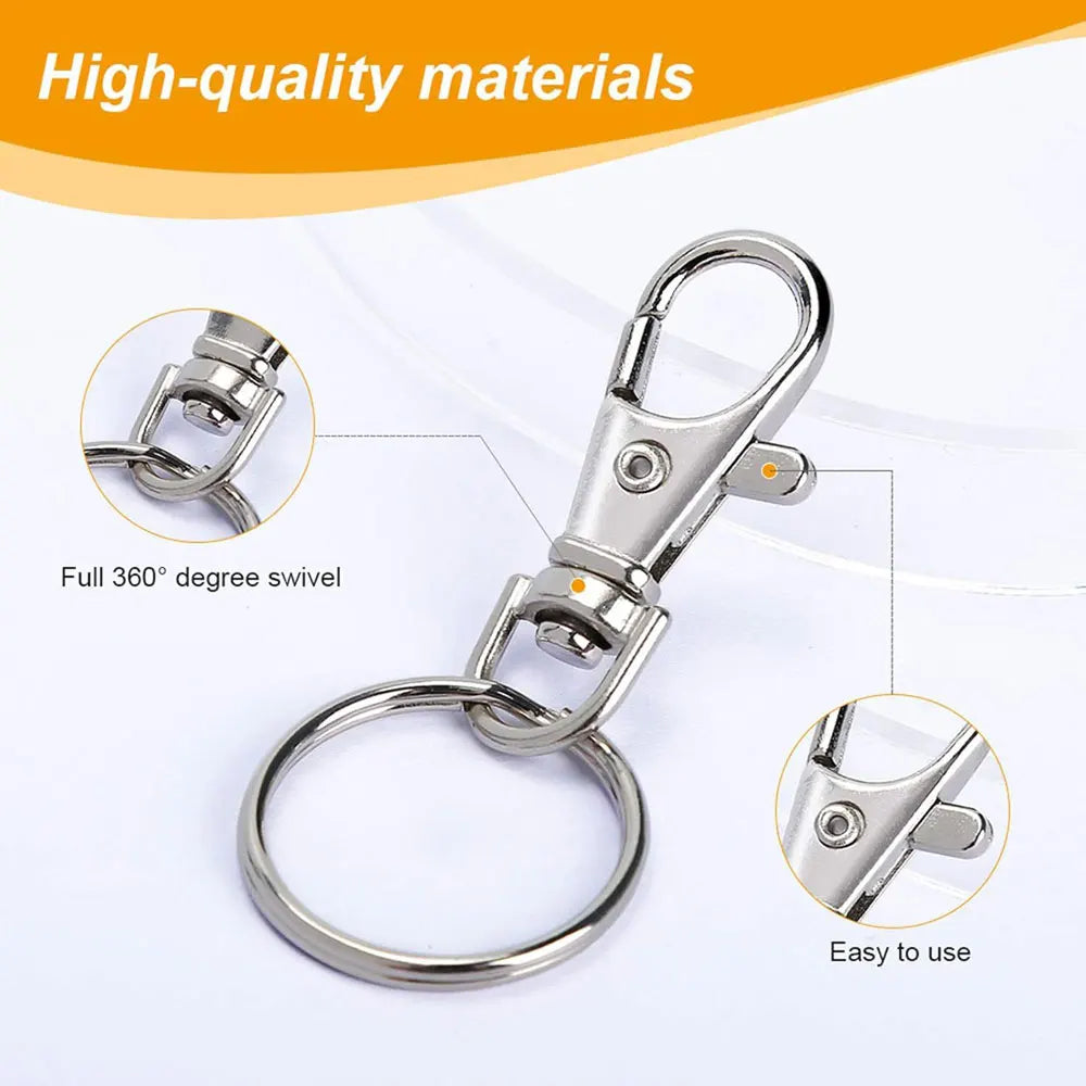 50PCS Swivel Snap Hooks With Key Rings Metal Swivel Lobster Claw Clasps In Clasps In Assorted Sizes (Large, Medium, Small)
