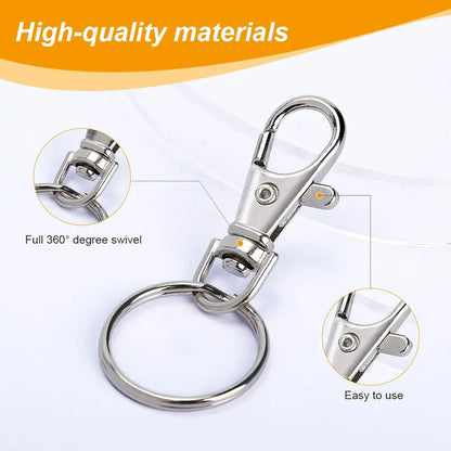 50PCS Swivel Snap Hooks With Key Rings Metal Swivel Lobster Claw Clasps In Clasps In Assorted Sizes (Large, Medium, Small)