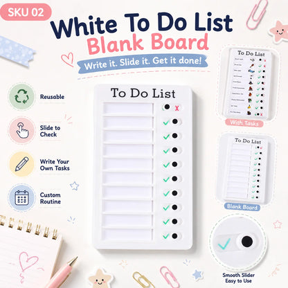 Self Discipline Checklist Board, Replaceable Plastic Chore Chart for Kids Adults, Summer Task Planner & Daily Habit Tracker -