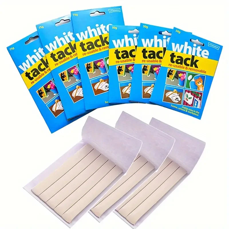 White Tack Multipack: Reusable, Wall-Safe, Non-Toxic, Removable Sticky Adhesive Putty for Posters, Photo Frames, Decorations