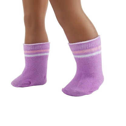 Doll Accessories Socks Heart Stripe Solid Color Knit Doll Socks For 43cm Baby New Born&18 inch American,OG Girl Doll Toy - BE