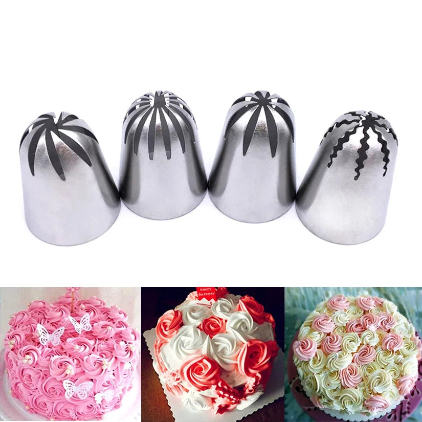 2/3/5/7/12 Pcs/Set Icing Piping Nozzles Set Russian Round Tips Fondant Cake Cream Decorating Pastry Tools - Orange
