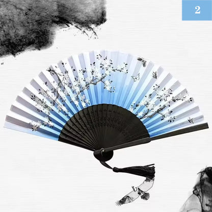 Folding Hand Fan Vintage Silk Bamboo Fans Chinese Hand Fans Women Dance Fan Cosplay Wedding Party Props Decor Gift Fan Portab