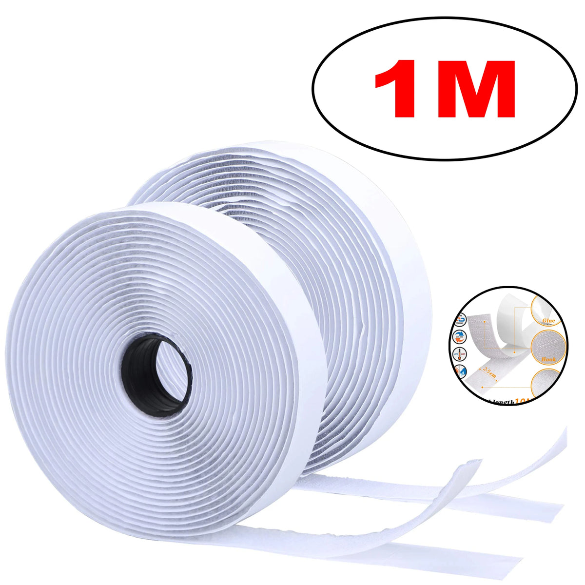 1-10M Self Adhesive Hook and Loop Tape Fastener House Diy Magic Tap Auto Double Sided Roll Strong Glue Home Strap Strips Doub