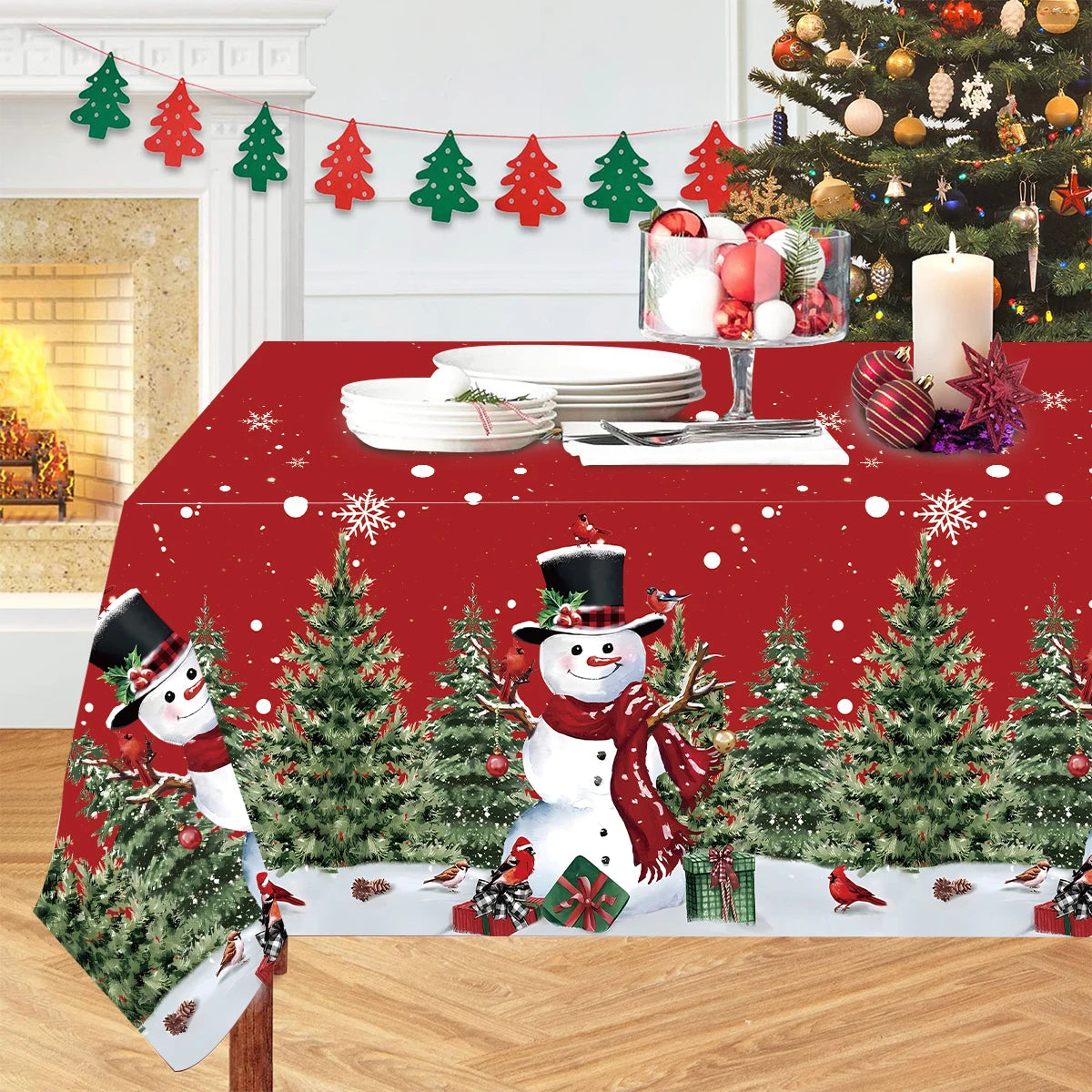 Disposable Christmas Tablecloth Merry Christmas Decors for Home 2024 Table Cover Xmas Ornament Navidad Natal New Year Gift 20