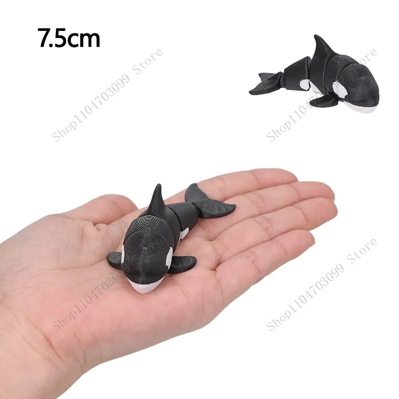 3D Printed Animal Figure Movable Joint Model Shark Bearded Dragon Dolphin Hermit Crab Ferret Raccoon Angler Fish Home Decor G