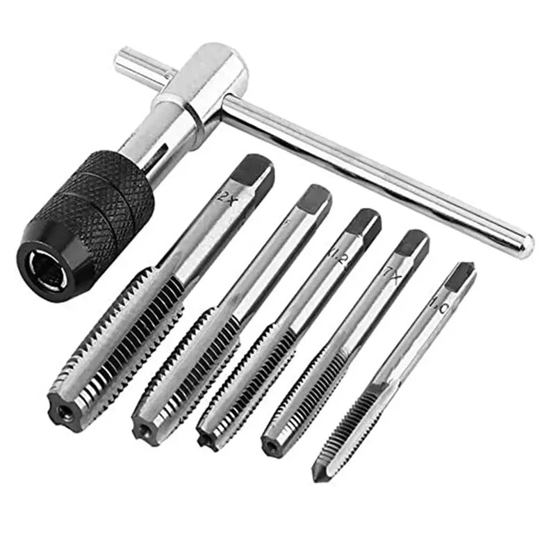 T-Handle Wrench M3 M4 M5 M6 M8 Hand Tap Reamer Thread Tapping Tool Set Adjustable Machine Screw Thread Tapping Drill Bit