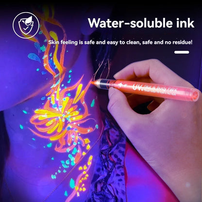 8 Colors/set Neon UV Fluorescent Acrylic Paint Pens, Paint Markers, Glow in The Dark Bright DIY Luminous Marker Pen Art Suppl