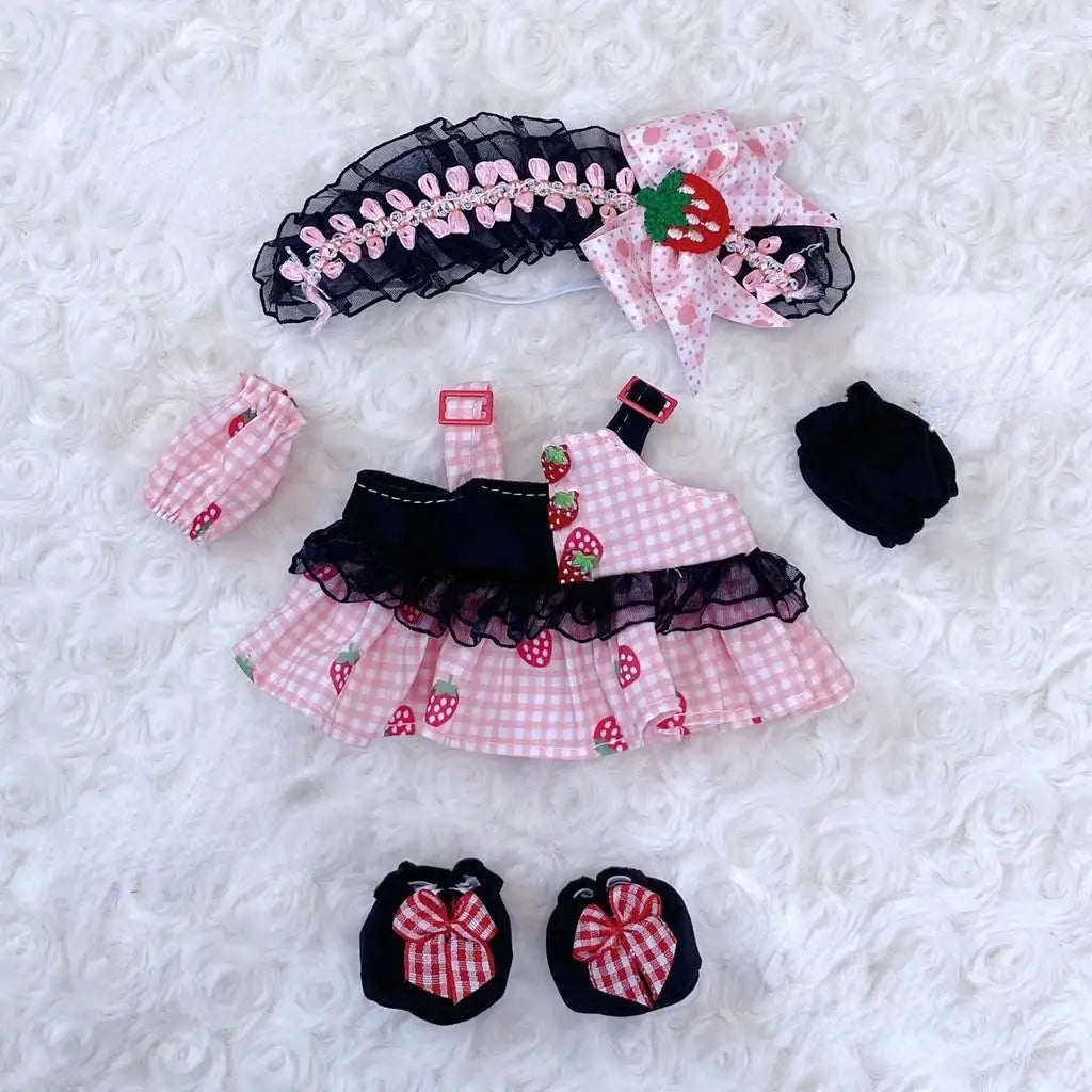 20cm Cute Mini Plush Doll'S Clothes Outfit Accessories Maid Skirt Cute Doll Dress Suit - 02