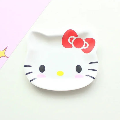 Sanrio My Melody Hello Kitty Kids Dinner Plate Anime Baby Children Kawaii Saucer Tableware Cute Fruit Plates Cartoon Snacks T